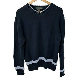 Banana Republic Mens V-Neck 100% Cotton Sweater | Navy & Light Blue Size L